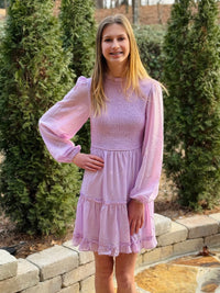Leslie Long Sleeved Smocked Tiered Dress