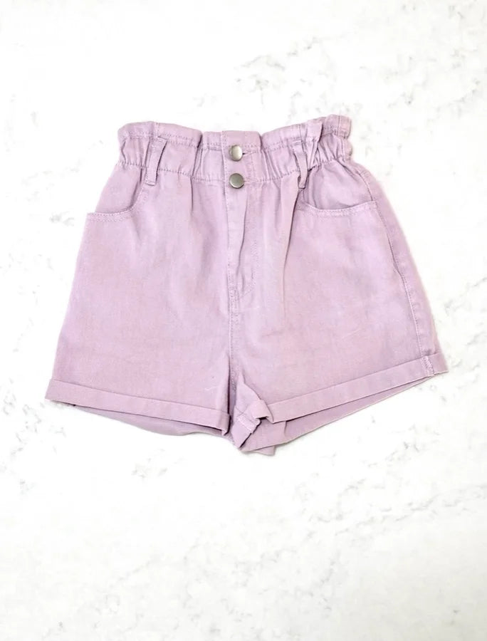 Willow Paper Bag Shorts-Lilac