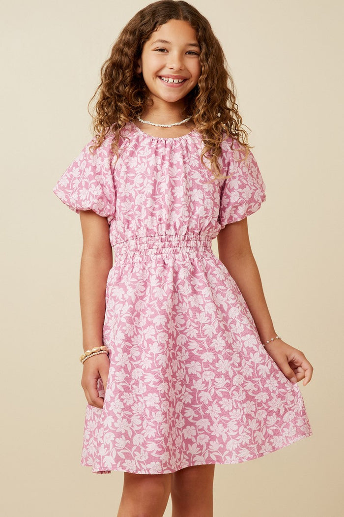 Candace Youth Floral Puff Sleeve Dress