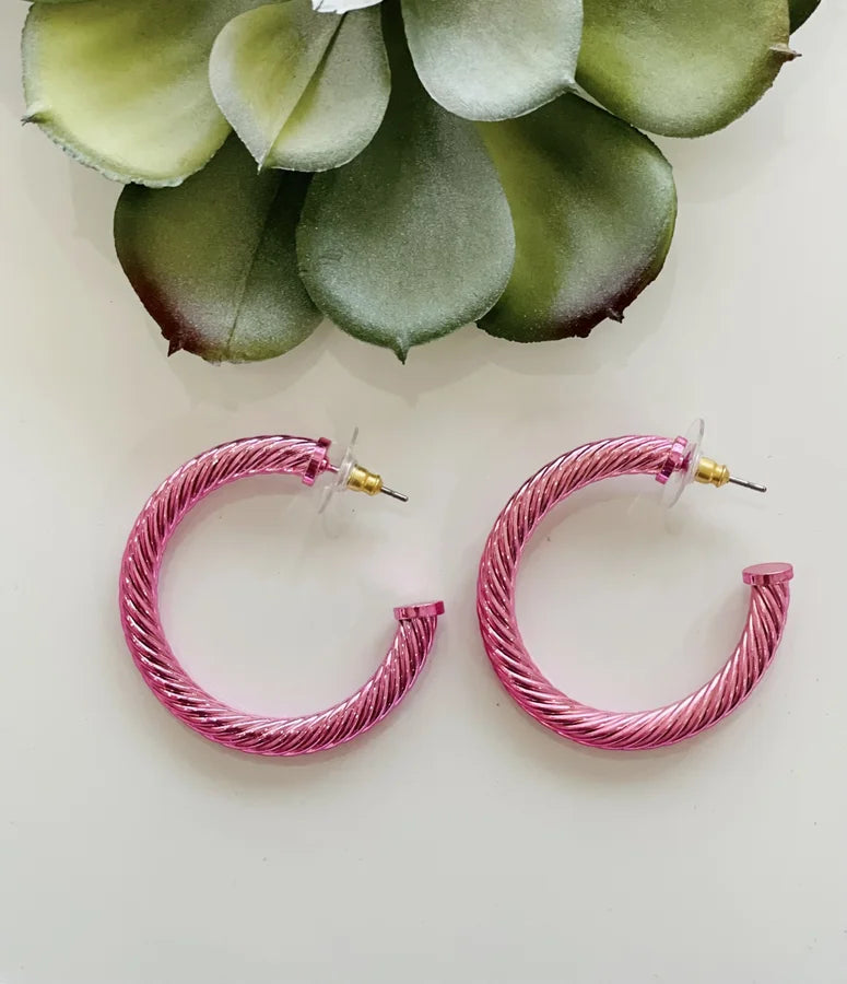 Pink Metallic Hoops