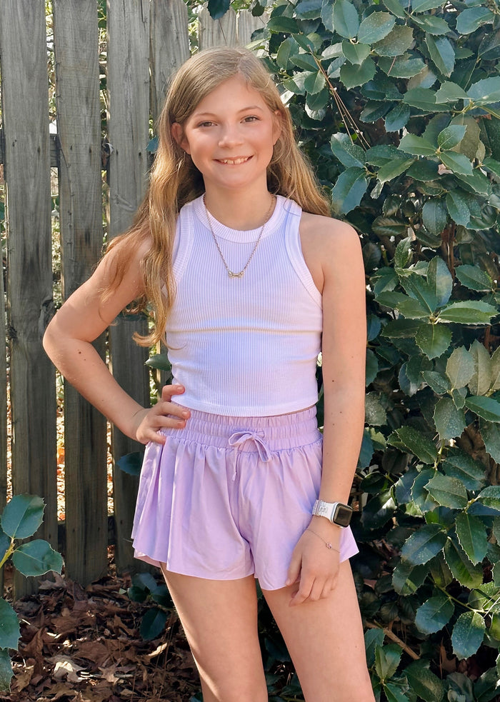 Youth Flowy Shorts- Lavender