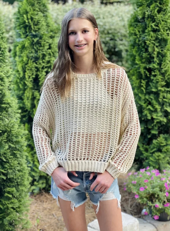 Stella WOMENS Crochet Open Weave Sweater *Final Sale*