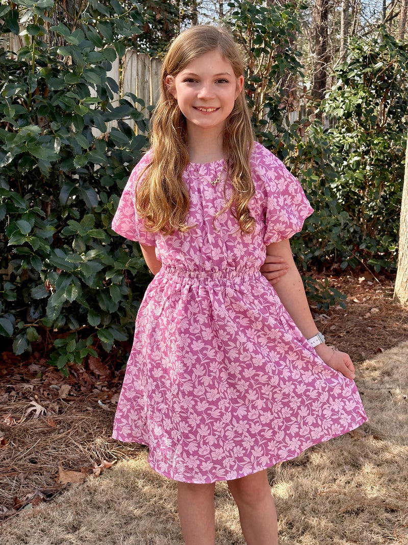 Candace Youth Floral Puff Sleeve Dress