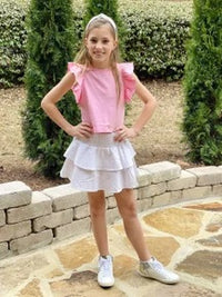 Julia YOUTH Smocked Waist White Eyelet Skirt *Final Sale*