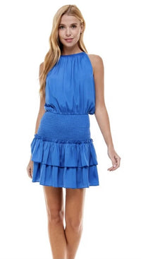 Marley Blue Ruffled Tiered Smocked Waist Dress