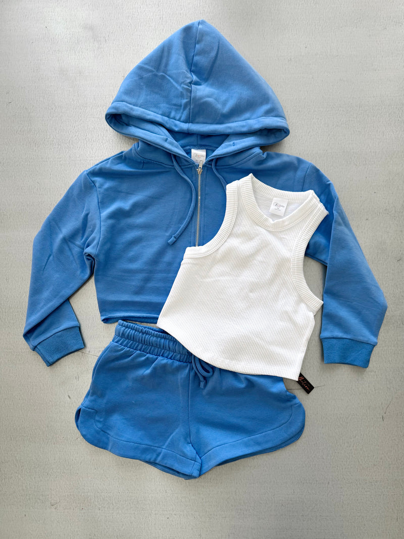 Youth Cloud Soft Hoodie Set- Blue