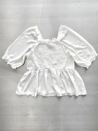 Kristen YOUTH Smocked Babydoll Top- White