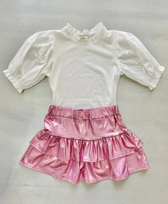 Pippa YOUTH Pink Metallic Ruffle Skirt *Final Sale*