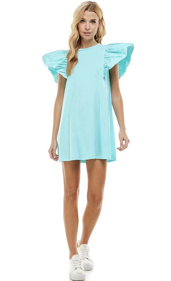 Fiona WOMEN'S Flutter Sleeve Dress- Blue *Final Sale*