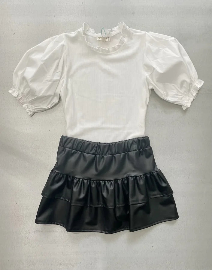 Gabby YOUTH Black Pleather Ruffle Skirt *Final Sale*