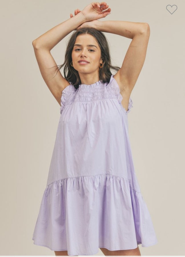 Amelia Lilac Ruffle Sleeve Smock Top Dress *Final Sale*