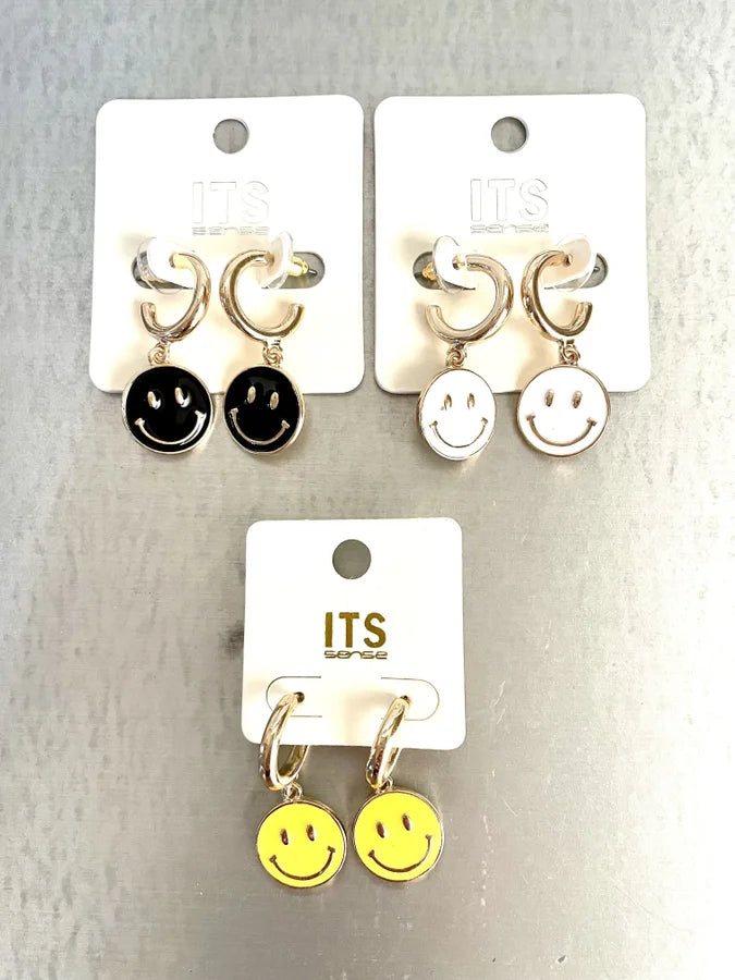 Smiley Face Dangle Hoops