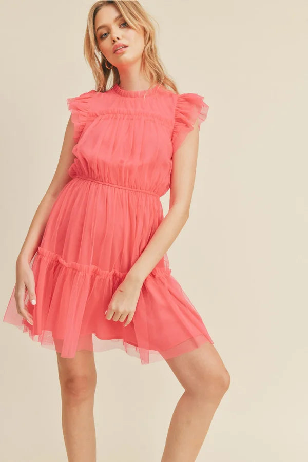 Carly WOMENS Mesh Ruffled Dress