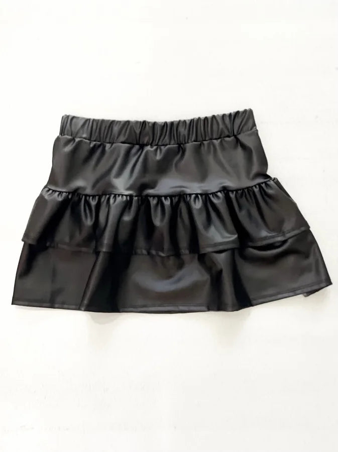 Gabby YOUTH Black Pleather Ruffle Skirt *Final Sale*