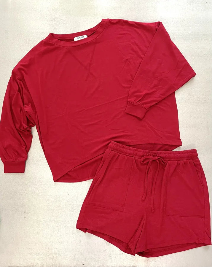 Tara Women’s Oversized Lounge Set- Red