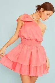 Francie WOMENS One Shoulder Smocked Waist Dress *Final Sale*