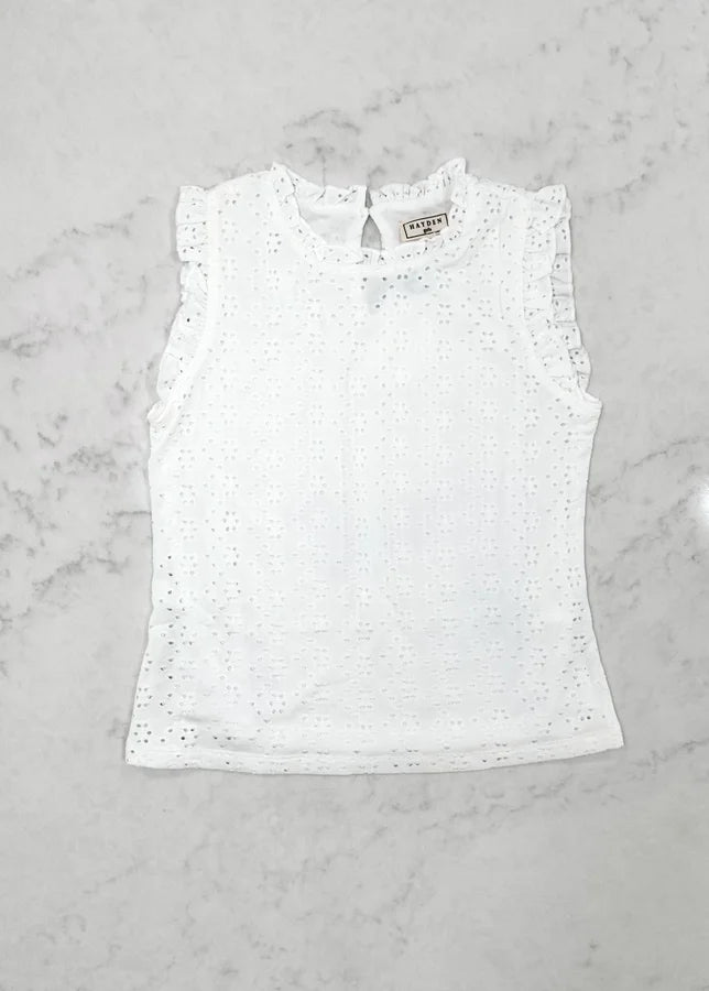 Lorelei YOUTH Eyelet Ruffle Tank *Final Sale*