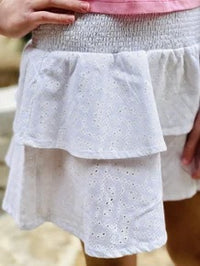 Julia YOUTH Smocked Waist White Eyelet Skirt *Final Sale*