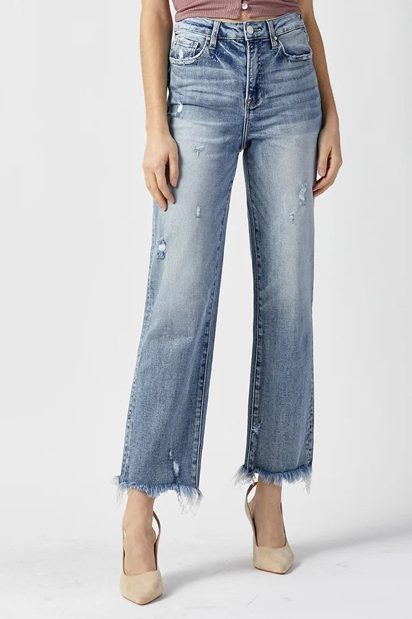 Risen High Rise Straight Jeans