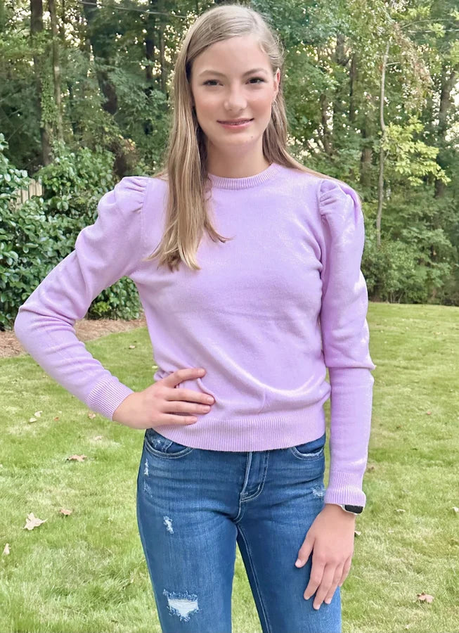 Marilyn Puff Sleeve Pullover Lavender