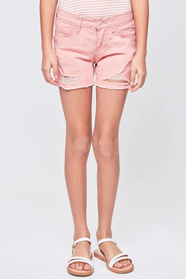 Lexi YOUTH Mid-Rise Button Twill Shorts