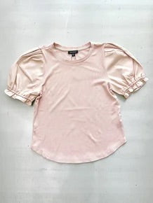 Rylie Women's Leather Puffed Sleeve Top- Pink *Final Sale*