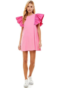 Fiona WOMEN'S Flutter Sleeve Dress- Pink *Final Sale*