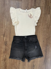 Just Black High Rise Frayed Denim Short