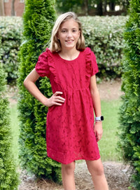 Finley YOUTH Lace Ruffled Short Sleeve Dress